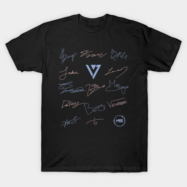 Design with the autographs of the group seventeen - Kpop